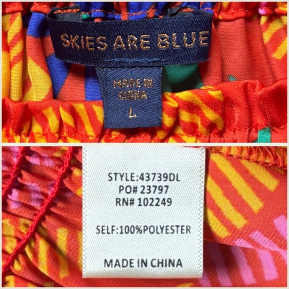 Skies Are Blue Off Shoulder Smocked Peplum Top Tropical Floral Print Large - Picture 9 of 9